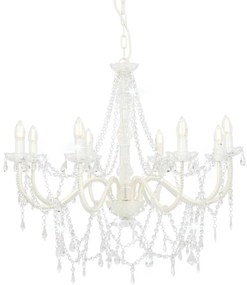 Lustre com contas lâmpadas 8 x E14 branco