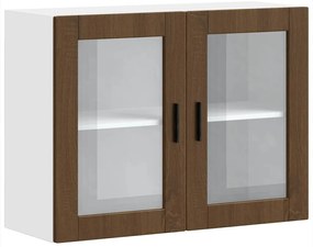 vidaXL Armário de parede cozinha porta vidro Porto carvalho castanho