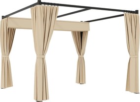 Outsunny pérgolas de Jardim 3x3m Metal Bege Retrátil com Teto e Paredes Laterais Impermeável para Terraço Pátio | Aosom Portugal