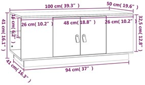 Mesa de centro 100x50x41 cm pinho maciço branco
