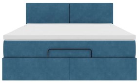Estrutura de cama otomana com colchão 140x190cm azul escuro