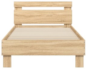 Estrutura cama c/ cabeceira/luzes LED 90x190 cm carvalho sonoma