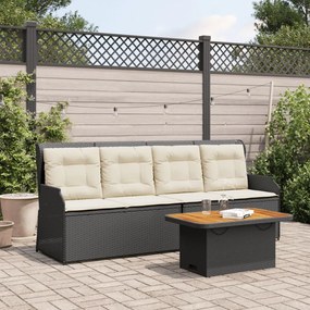 vidaXL 3 pcs conjunto lounge de jardim c/ almofadões vime PE preto
