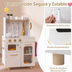 Cozinha de Brincar Infantil, 53 x 30 x 80 cm, Sistema Antitombo, Branco