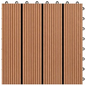 Estrado de plástico WPC 11 peças 30x30cm 1 m2, Marrom