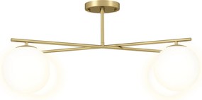 Candeeiro de teto moderno com 4 luzes, com casquilho E14, montagem semi-embutida, dourado e creme