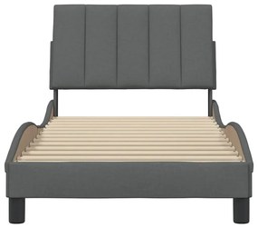 Estrutura de cama sem colchão 90x200 cm tecido cinzento-escuro
