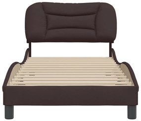 Estrutura de cama sem colchão 90x200 cm tecido castanho-escuro