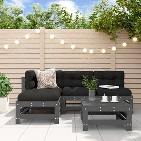 vidaXL 5 pcs conj. lounge de jardim madeira de pinho maciça cinzento