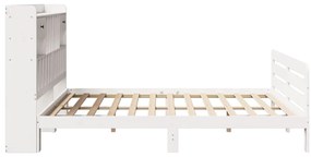 Cama com estante sem colchão 200x200 cm pinho maciço branco