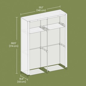 Guarda-roupa em tecido com 2 varões para cabides, 140 x 43 x 174 cm Azul escuro