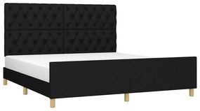 Estrutura de cama sem colchão 160x200 cm tecido preto