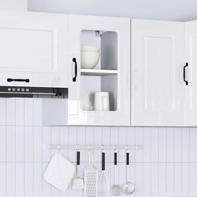 Armário parede de cozinha porta vidro Kalmar branco alto brilho