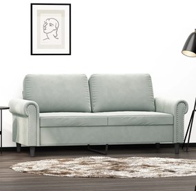 vidaXL Sofá de 2 lugares 140 cm veludo cinza-claro