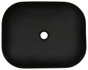 Lavatório bancada retang. 48x37,5x13,5 cm cerâmica cinza/preto