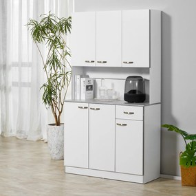 HOMCOM Armário de Cozinha com Prateleira Ajustável para Microondas 101x39x180 cm Branco