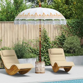 Parasol Balinês Creme 180-190 cm Algodão, madeira sólida