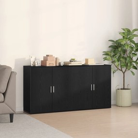 Buffets 2 pcs Carvalho Preto 79x38x80 cm Madeira de engenharia