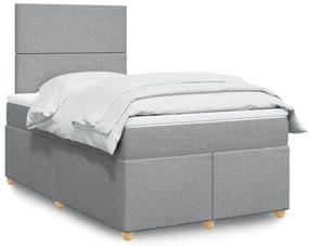 Cama com molas/colchão 120x200 cm tecido cinza-claro