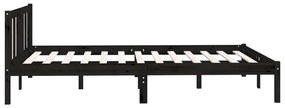 Estrutura de cama 140x190 cm pinho maciço preto