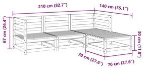 4 pcs conjunto sofás de jardim madeira de pinho impregnada