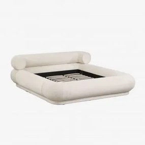 Cama Em Tecido Bouclé Bernaste 160 X 200 Cm & Bouclé Branco - Sklum
