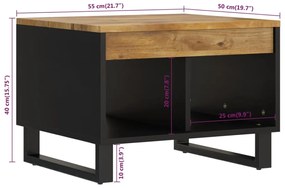 Mesa de centro 55x50x40 cm madeira de mangueira maciça
