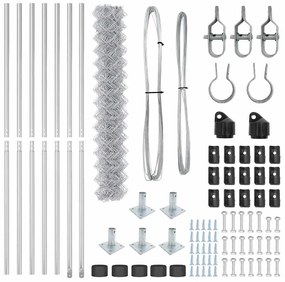 Conjunto de Postes de Cerca Prateado 10 x 1.6 m Aço galvanizado