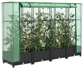 vidaXL Canteiro elevado com cobertura para estufa, estilo rattan, 160x40x123 cm