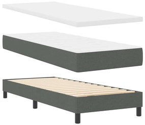 Cama Box Spring com Colchão e Luz LED Cinza Escuro 80x200 cm Tecido
