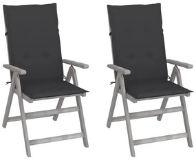Cadeiras jardim reclináveis c/ almofadões 2 pcs acácia maciça