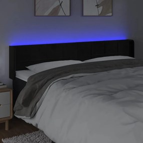 Cabeceira de cama c/ luzes LED veludo 183x16x78/88 cm preto