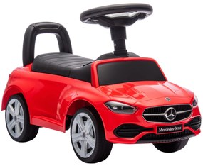 Carro Andador para Crianças Mercedes-Benz Classe C com Buzina Volante Sons de Motor e Espaço de Armazenamento 65x28x39 vermelho