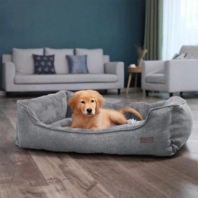 Cama para cães com cobertura lavável 110 x 77 x 25 cm cinzento