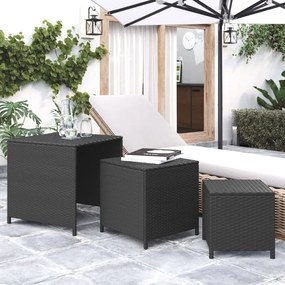 vidaXL Mesas de encastrar 3 pcs vime PE preto