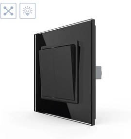 Interruptor cruzado duplo, moldura preto