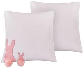 Conjunto de 2 almofadas coloridas motivo de coelho branco e rosa 45 x 45 cm PHLOX Beliani