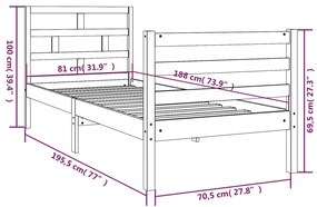 Estrutura cama pequena solteiro 75x190 cm madeira maciça branco