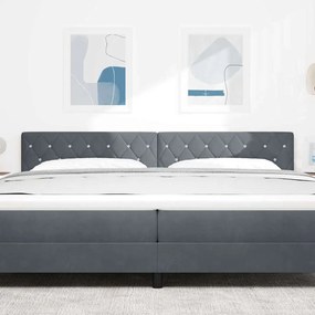 Cabeceira LED com botões de cristal, estofada, cinza escuro, 100 cm, v