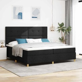 vidaXL Cama Box Spring LED com colchão Preto 200 x 200 cm tecido