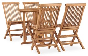 vidaXL 5 pcs conjunto jantar dobrável p/ exterior madeira teca maciça
