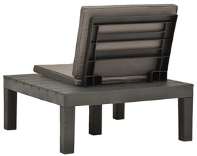 Cadeiras de jardim com almofadões 4 pcs plástico antracite