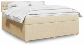 vidaXL Cama com molas/colchão 180x200 cm tecido cor creme