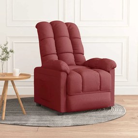 vidaXL Poltrona reclinável tecido vermelho tinto