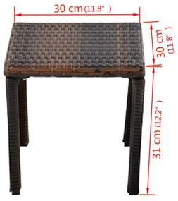 Espreguiçadeiras com mesa vime PE castanho