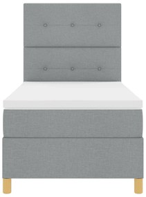 Cama Box Spring com Colchão Cinza Claro 100x200 cm Tecido
