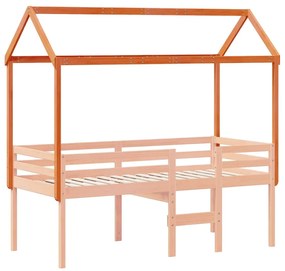 Telhado cama infantil 217x95,5x159 cm pinho maciço castanho-mel