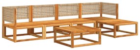 6 pcs conjunto de sofás de jardim com almofadões acácia maciça