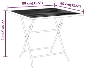 Mesa de jardim 80x80x72 cm malha metal expandido antracite