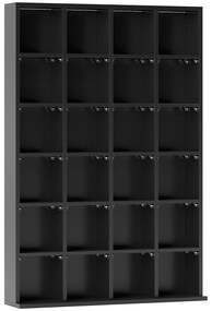 HOMCOM Móvel de armazenamento multimídia 480 CD/312 DVD - biblioteca em madeira com prateleiras ajustáveis, 89 x 130,5 cm, preto | Aosom Portugal